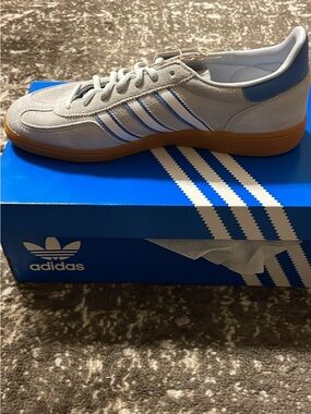 adidas Men’s Low-Top Suede Sneakers in Light Gray and Blue